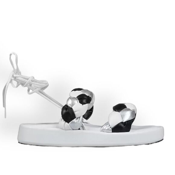 Multicolor Wide Double Braided Straps Open Toe Ankle Wrap Sandals - NEW - Picture 4 of 4